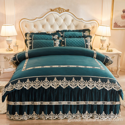 Velvet Bed Skirts bed skirts set with Lace Bed Skirt Bedspread Supplier